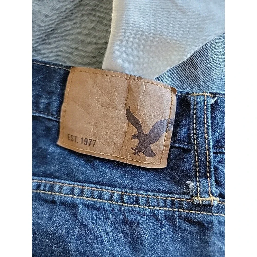 American Eagle Relaxed Straight Jeans Mens 44x34 Dark Wash‎ Blue Cotton Denim